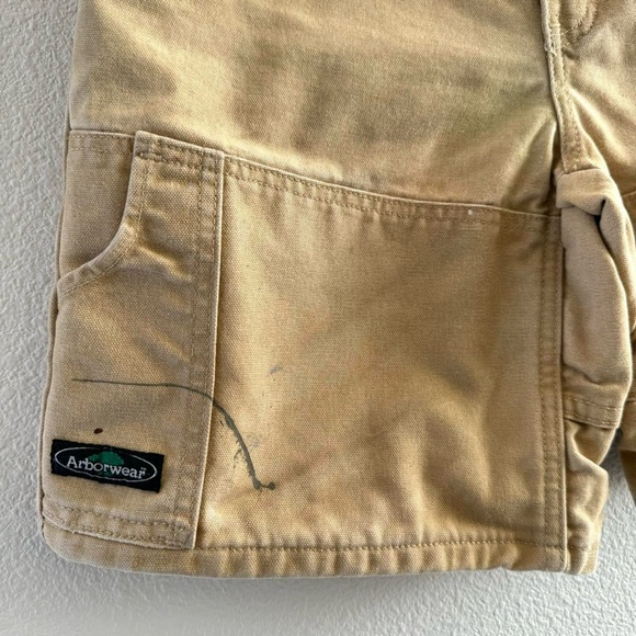 Vintage Arborwear Tan Canvas Double Knee Shorts Utilitarian Spring Summer - Picture 4 of 9